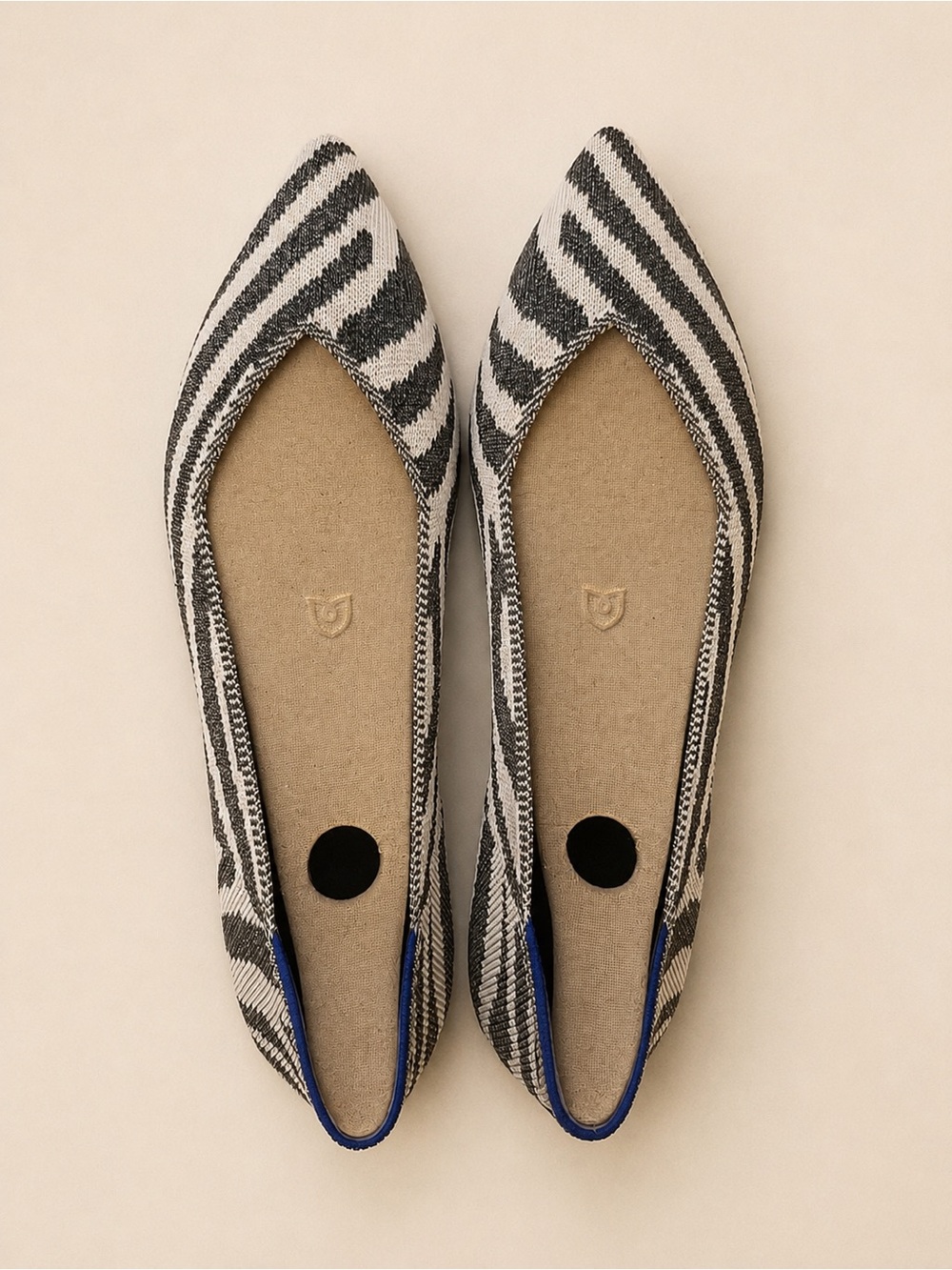 Rothy’s Shimmer Zebra-Print Points II - Gray & Creamy White
